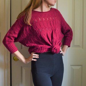 Lauren Conrad Red Sweater with Scallop Knit